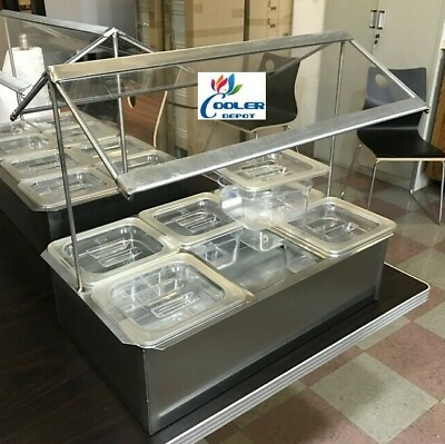 #ad Cold Table Condiment Sauce Station Caddy 6 Container Sneeze Guard Countertop $441.77