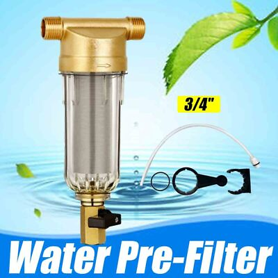 #ad 3 4quot; Reusable Whole House Sediment Water Filter Spin Down Home Filtration System $21.99