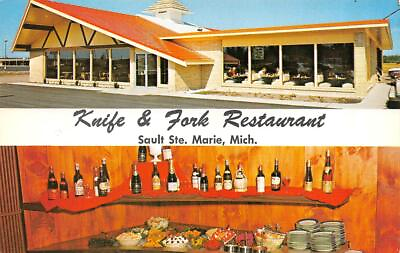 #ad #ad Sault Ste Marie MI Michigan KNIFE amp; FORK RESTAURANT Salad Bar ROADSIDE Postcard $5.88