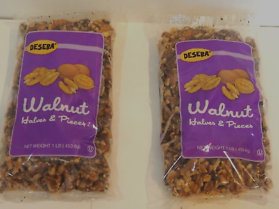 #ad DESEBA California Walnut Halves amp; Pieces 2 1 Lb bags Naturally Gluten Free $9.00