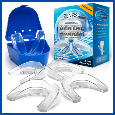 Mouth Guard for Grinding Teeth 4 pk Moldable Teeth Whitening Tray Travel Case $11.57