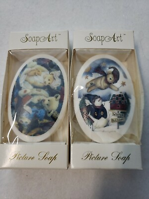 Lot of 2 Guest SOAP Bars by SOAP ART TEDDY BEARS Bar quot;Picture last whole barquot; $18.99