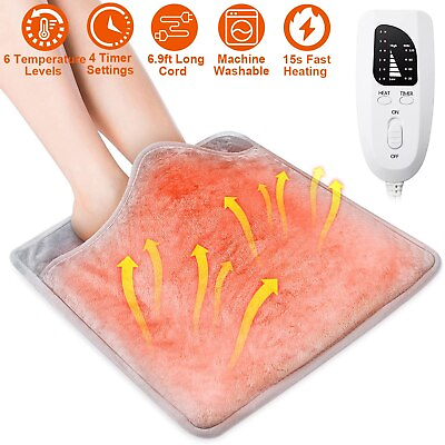 #ad 6 Temperature Heated Foot Warmer Electric Feet Heating Therapy Pad for Women Men $31.62