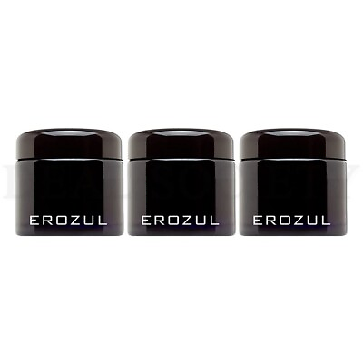 #ad #ad Erozul 60 ml Screw Top Wide Mouth UV Glass Storage Jar Lot of 3 $17.99
