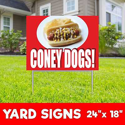 #ad #ad CONEY DOGS Yard Sign Corrugate Plastic with H Stakes Lawn Sign Food Hot Dog $349.50