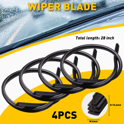 4Pcs Universal Auto Car Bus Rubber Frameless Windshield Wiper Blade Refills 28in $9.99