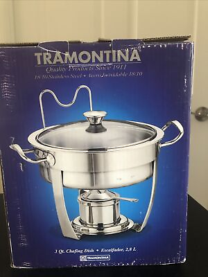 #ad TRAMONTINA 3 QUART CHAFING DISH NEW IN BOX Stainless Steel $49.99