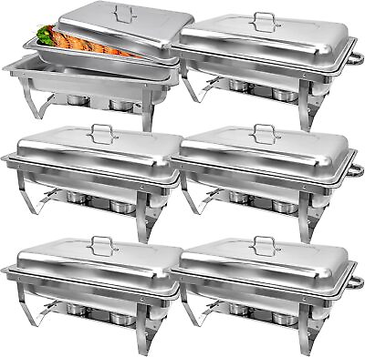 Chafing Dish Buffet Set Stainless Steel 6 Pack 8 QT Catering Food Warmer $149.99