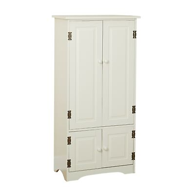 White Wooden Pantry Cabinet Kitchen Storage Organizer Tall Cupboard Food Shelves $197.90