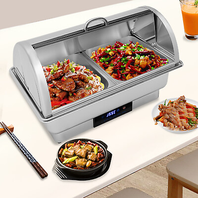 #ad 9L Stainless Steel Chafer Buffet Chafing Dish Set Roll Top Food Warmer with Lid $167.20
