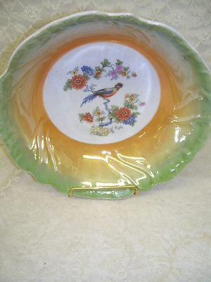 #ad Antique Dish with Foral and Bird Design Marked Bavaria $85.49
