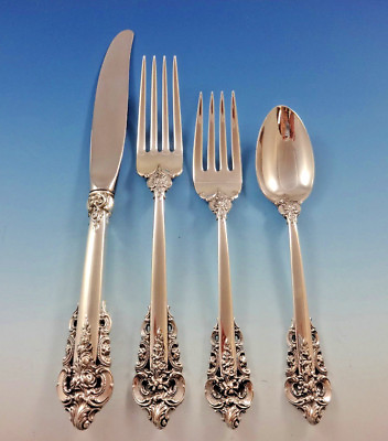 #ad Grande Baroque by Wallace Sterling Silver Flatware Set For 8 Service 36 pcs $1890.00