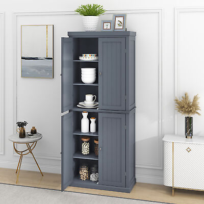 #ad Freestanding Kitchen Pantry Storage Food Cabinet Cupboard with Doors and Shelves $291.08