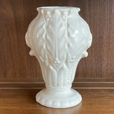 #ad Vintage White Vase Victorian Art Pottery Cottage core Retro Jar Shabby Chic Jar $24.99
