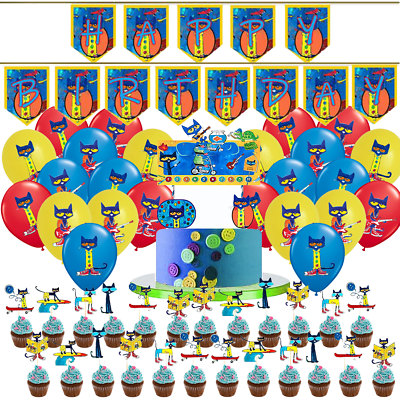 #ad Pete The Cat balloon cupcake birthday party decoration theme idea supplies $6.99