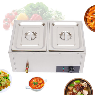 #ad Countertop Electric Food Warmer Steamer 2 Pan Hot Well Bain Marie Countertop 10L $91.20