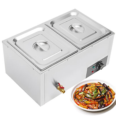 #ad 2 Pan Commercial Food Warmer Stainless Steel Thermostatic Control Food Warmer $139.91