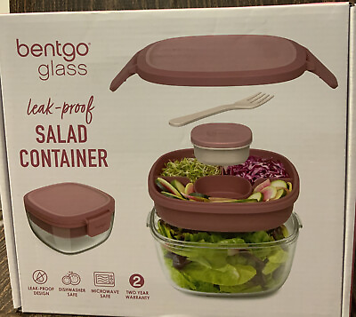 🥣 Bentgo Glass Leak Proof Salad Container with Large 61oz Bowl 4 Compartment🆕 $36.99