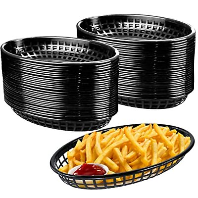 48 Pack Oval Fast Food Baskets Reusable Bread Fry Basket for Hotdog Sandwiches $37.56