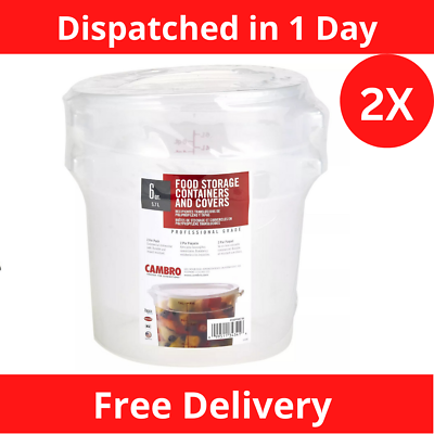 Cambro round Translucent Container with Lid 6 Qt. 2 Pk. New $19.97