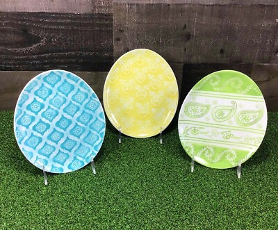 #ad #ad Pottery Barn quot;Easterquot; Decorative Egg Shaped Luncheon Plates Set of 3 Mint $14.95