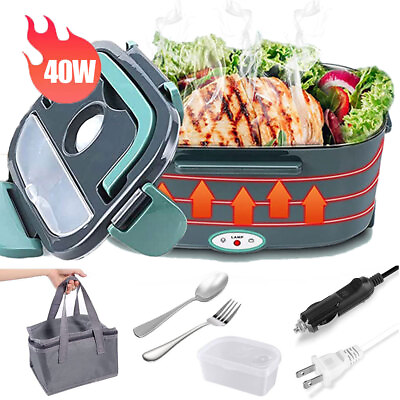 #ad Food Warmer Box Lunch Box Container Portable Electric Heating Steamer Bento 1.5L $39.06