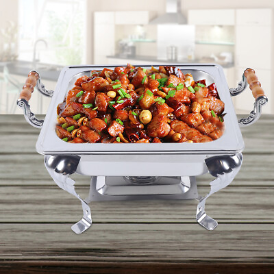 #ad Stainless Steel Chafing Dish Buffet Set Rectangle Buffet Warmer Chafer Set Party $50.20