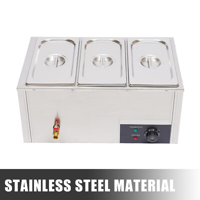 #ad Commercial 3 Pan Bain Marie Buffet Steamer Countertop Food Warmer Steam Table US $109.73