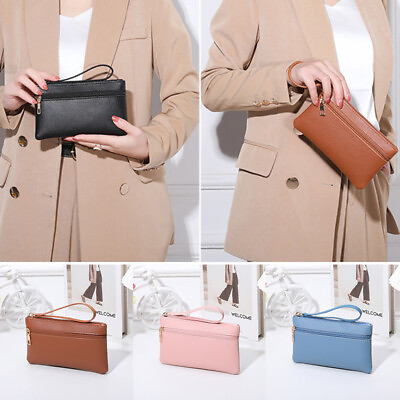 #ad Women Wallet Pouch Mobile Bag Pouch Wrist Handbag Zipper Long Soft Purse AU $3.15