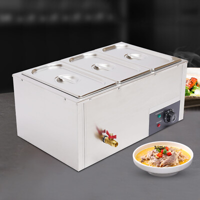 110V Commercial Countertop Food Warmer Buffet Bain Marie 3 Pan Steam Table $125.00