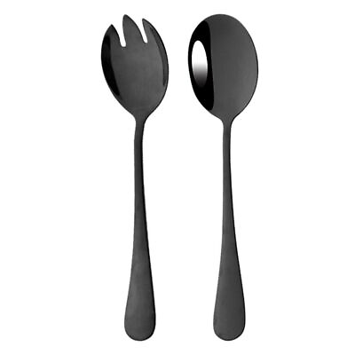 Stainless Steel Serving Spoon Unique Flatware New Modern Style Salad Spoons Fork $16.49