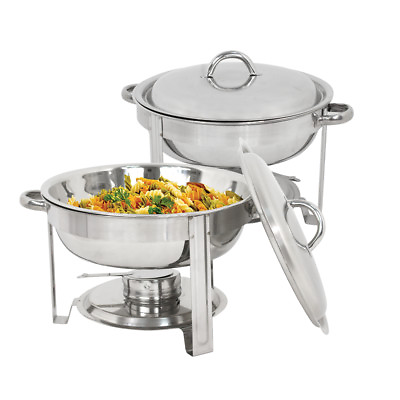 #ad 2 PACK CATERING STAINLESS STEEL CHAFER CHAFING DISH SETS 5 QT PARTY PACK $61.58