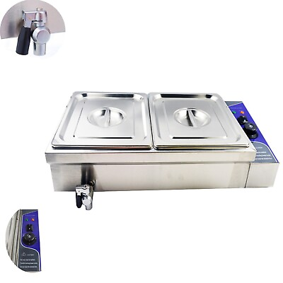 #ad #ad 2x1 2 Pan 4#x27;#x27;Deep Stainless Steel Buffet Food Warmer Steamer Table 110V 1500W $215.00