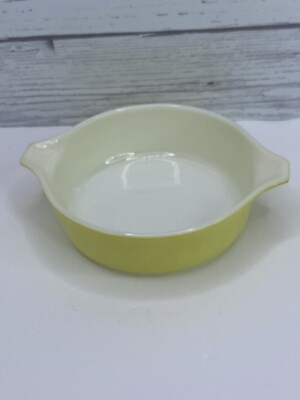 #ad Vintage Pyrex 1PT Round Casserole Dish 471 Yellow Double Handle $7.99