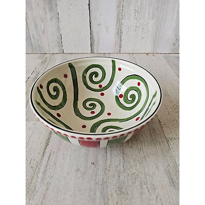#ad M bagwell serving bowl simply Xmas red green large salad party rare $113.18