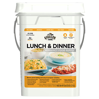 Emergency Food Supply Lunch amp; Dinner Storage Pail Kit 11.03 lbs Augason Farms $68.00
