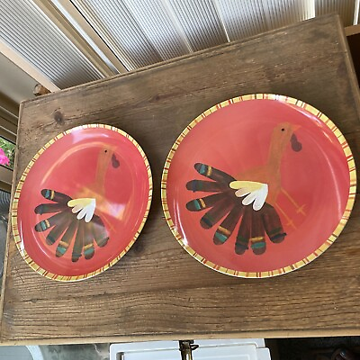 #ad #ad Pottery Barn Kids Set of 2 Melamine Thanksgiving Plates Turkey 11quot; $14.00