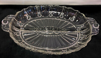 Anchor Hocking OYSTER amp; PEARL CRYSTAL *10 1 2quot; OBLONG DIVIDED RELISH DISH* $9.00