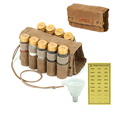 MONGPIENS Camping Spice kit with 9 spice Jar Seasoning container portable bag $24.35