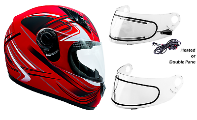 Snowmobile Helmet Adult Red Double Pane Shield or Heated DOT Size X Small only $49.99