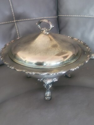 #ad VINTAGE SILVER CHAFING WARMER DISH SERVING TRAY SET $130.99