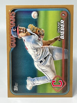 #ad 2024 Topps Series 1 SHANE BIEBER Cleveland Guardians #107 Gold Border # 2024 $2.84