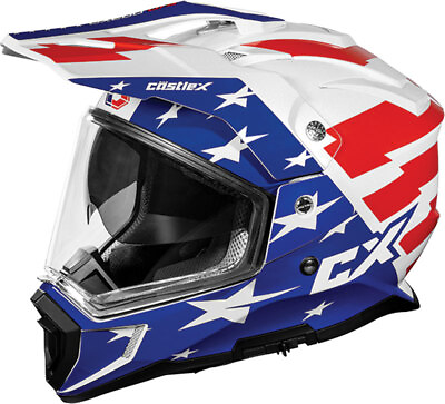 #ad #ad Open Box Castle X CX200 Liberty Dual Sport Snowmobile Helmet Red White Blue $107.99