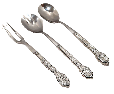 #ad #ad Set Of 3 Stainless By Imperial USA Serving Flatware Utensils Salad Spoons Fork $14.39