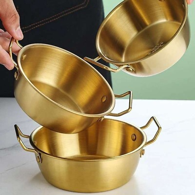 #ad Bowl 304 Stainless Steel Golden Bowls Korean Salad Soup Rice Noodle Capacity $16.99