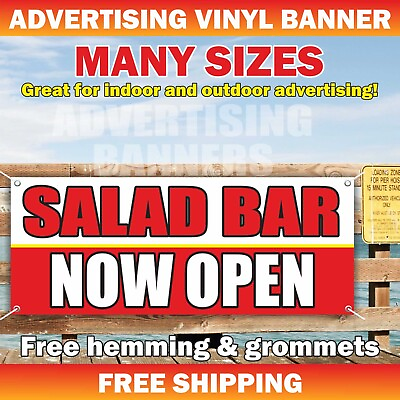 #ad SALAD BAR NOW OPEN Advertising Banner Vinyl Sign organic food fitness buffet bar $219.95
