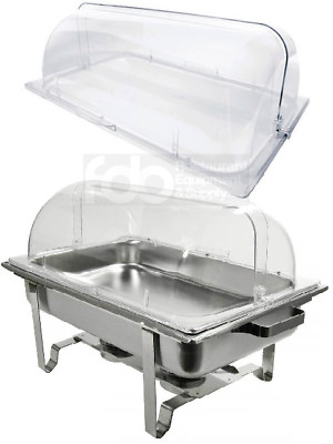 #ad 2 PACK Full Size Roll Top Chafing Dish Clear Plastic Pan Display Cover Chafer $109.00