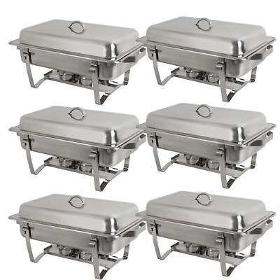 #ad #ad 6 Pack of 8 Quart Stainless Steel Rectangular Chafing Dish Full Size New $164.58