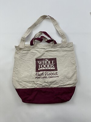 #ad #ad Whole Foods Tote Bag Canvas Grocery Reusable Pearl District Portland Oregon Rare $26.83