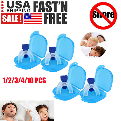 #ad Stop Snoring Mouthpiece Sleep Apnea Guard Bruxism Anti Snore Pure Grind Aid Tray $6.65